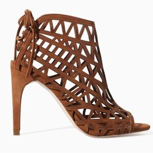 Zara Lattice Lace-Up Heel Booties Sandals